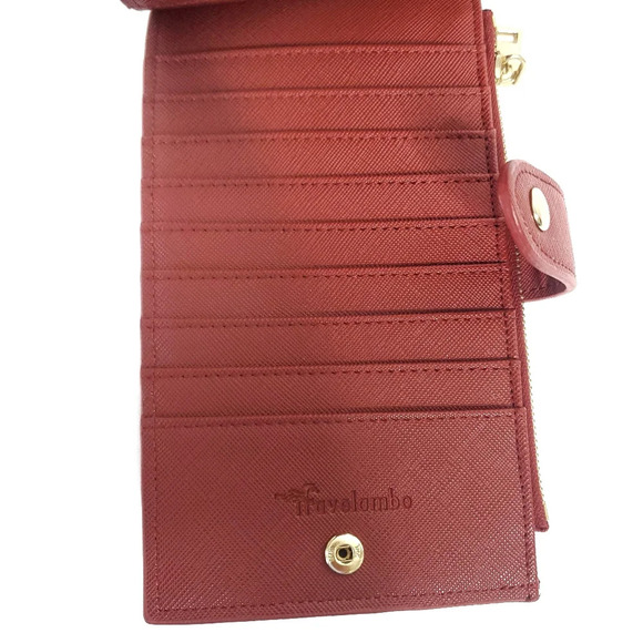 Travelambo Womens Wallet RFID Blocking Bifold Multi Card Case Red Minimalist - Picture 4 of 7